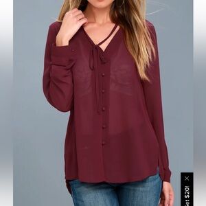 Lulus Style Education Burgundy Blouse